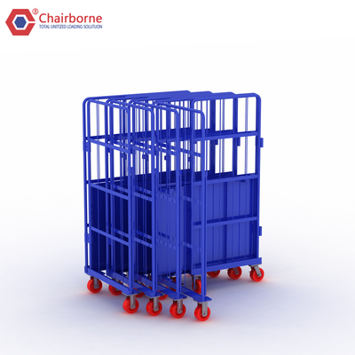 Storage and Transport Welded 3 Sided Collapsible Nesting Transport Steel Metal Collapsible Rolling Wire Mesh Cart Cart With Wheels